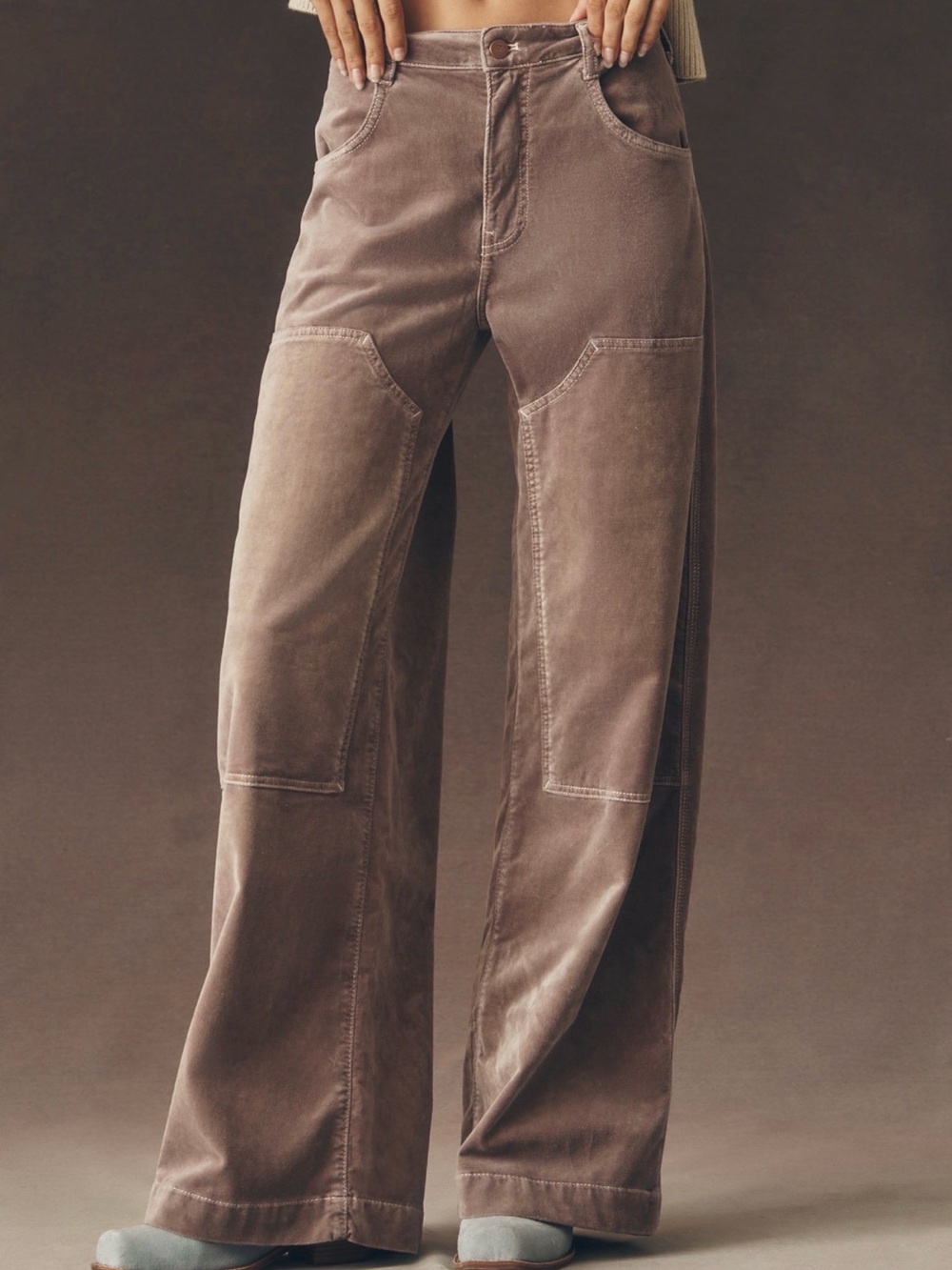 Pilcro high-rise velvet puddle curve pants